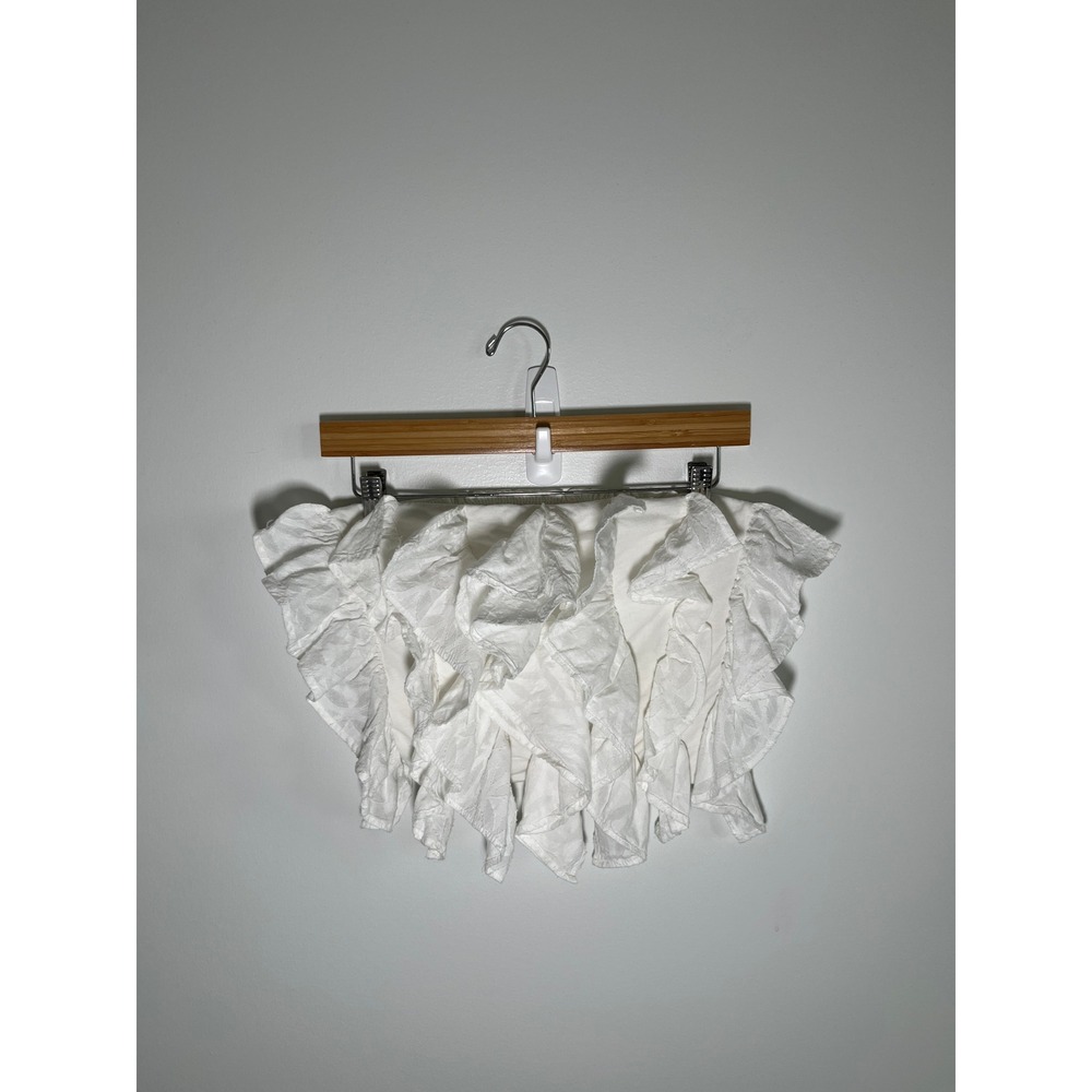 Anthropologie Womens Top M White Strapless Ruffle Boho Coastal Festival Party